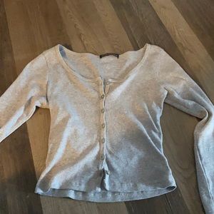 Brandy Melville button down grey long sleeve shirt